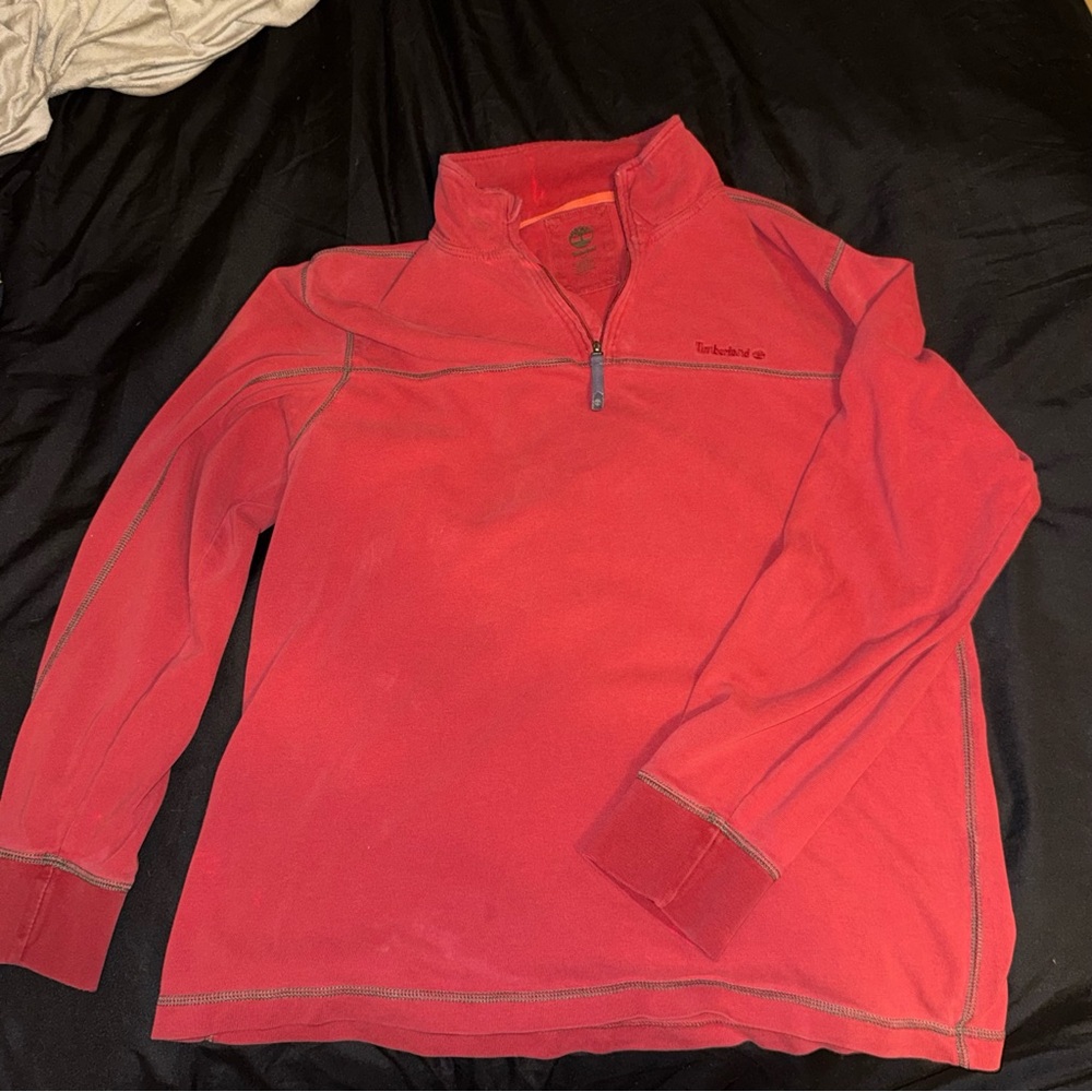Timberland Bright Red Quarter-Zip Sweater
